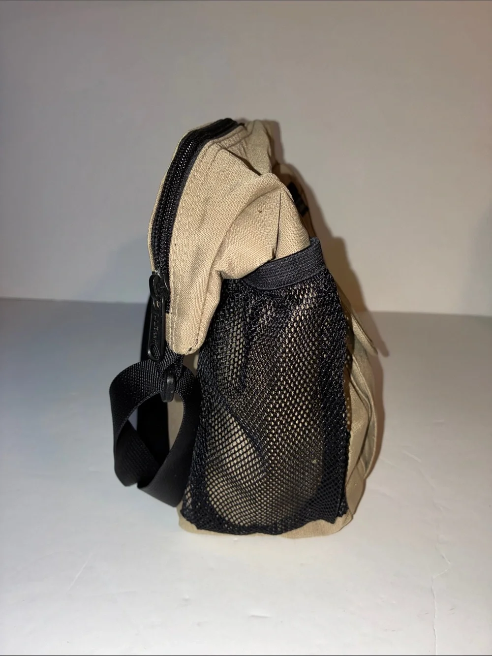 L.L. Bean Tan Nylon Crossbody Messenger Bag with Black Strap